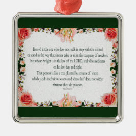 Psalm 1 Art - Gesegnet Recht mit Blumendesign Ornament Aus Metall