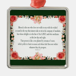 Psalm 1 Art - Gesegnet Recht mit Blumendesign Ornament Aus Metall