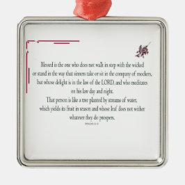 Psalm 1 Art - Gesegnet Recht mit Blumendesign Ornament Aus Metall