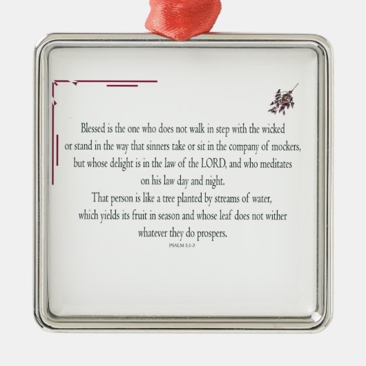 Psalm 1 Art - Gesegnet Recht mit Blumendesign Ornament Aus Metall (Vorne)
