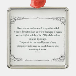 Psalm 1 Art - Gesegnet Recht mit Blumendesign Ornament Aus Metall