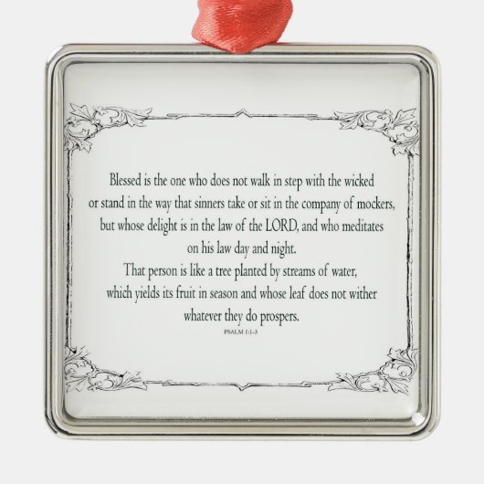 Psalm 1 Art - Gesegnet Recht mit Blumendesign Ornament Aus Metall (Vorne)