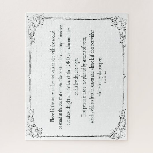 Psalm 1 Art - Gesegnet Recht mit Blumendesign Puzzle (Vertikal)