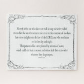 Psalm 1 Art - Gesegnet Recht mit Blumendesign Puzzle (Horizontal)