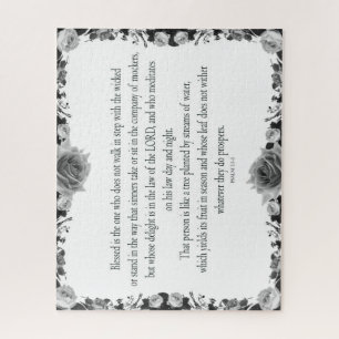 Psalm 1 Art - Gesegnet Recht mit Blumendesign Puzzle