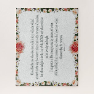 Psalm 1 Art - Gesegnet Recht mit Blumendesign Puzzle