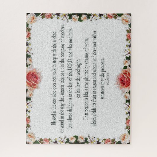 Psalm 1 Art - Gesegnet Recht mit Blumendesign Puzzle (Vertikal)