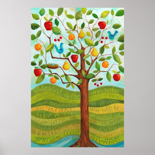 Psalm 1 Baum gepflanzt von Flüssen der Wasserdruck Poster (Vorne)