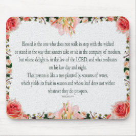 Psalm 1, Blumengrenzen, Öl, gesegnet ist derjenige Mousepad
