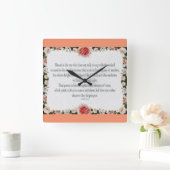 Psalm 1, Blumengrenzen, Öl, gesegnet ist derjenige Quadratische Wanduhr (Zuhause)