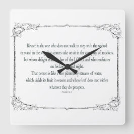 Psalm 1, does not walk in step with the wicked, quadratische wanduhr