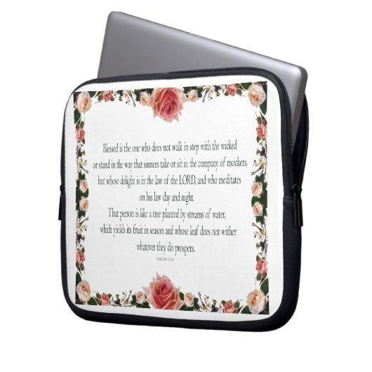 Psalm 1, Flower borders Laptopschutzhülle (Vorderseite Links)