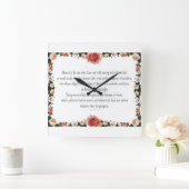 Psalm 1, Flower borders Quadratische Wanduhr (Zuhause)