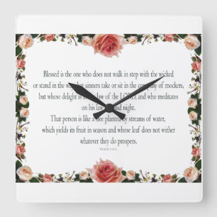 Psalm 1, Flower borders Quadratische Wanduhr