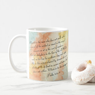 Psalm 1 Gesegnetes Wasserfarben-Skript Kaffeetasse