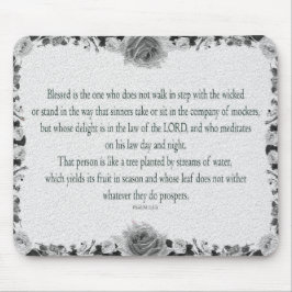 Psalm 1, kein Schritt zu Fuß schlecht, Öl Schwarz Mousepad