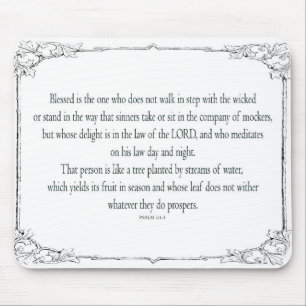 Psalm 1 Kunst - Gesegnete Gerechte mit Blumendesig Mousepad