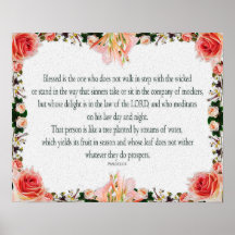 Psalm 1 Kunst - Gesegnete Gerechte mit Blumendesig