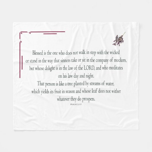 Psalm 1 Kunstweg der Gerechtigkeit Fleecedecke (Vorderseite (Horizontal))