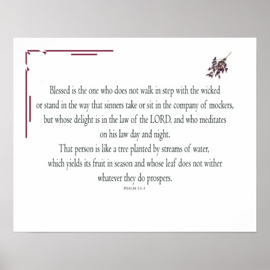 Psalm 1, Law day and Night, Streams of Waters, Poster (Vorne)