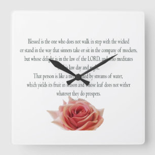 Psalm 1, Law day and Night, Streams of Waters, Quadratische Wanduhr