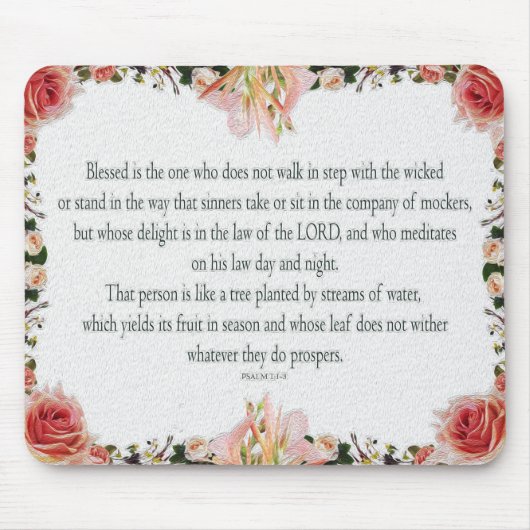Psalm 1, Lilienöl floral, nicht in den Wickern lau Mousepad (Vorne)