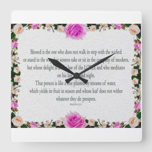 Psalm 1, Ölfarbe Lila Quadratische Wanduhr (Vorderseite)