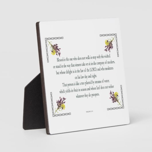 Psalm 1, rosa Gelbe Blume, gesegnet Fotoplatte (Vorderseite)