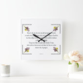 Psalm 1, rosa Gelbe Blume, gesegnet Quadratische Wanduhr (Zuhause)