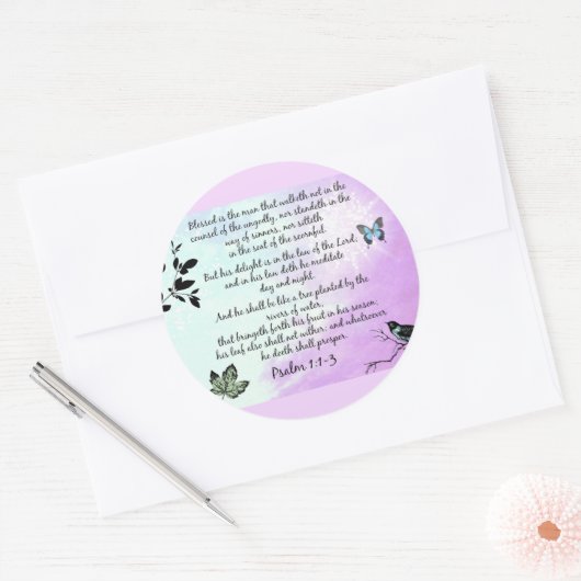 Psalm 1 runder aufkleber (Umschlag)