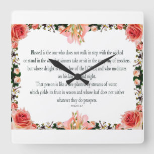 Psalm 1, Tag und Nacht des Gesetzes, bringt sein O Quadratische Wanduhr