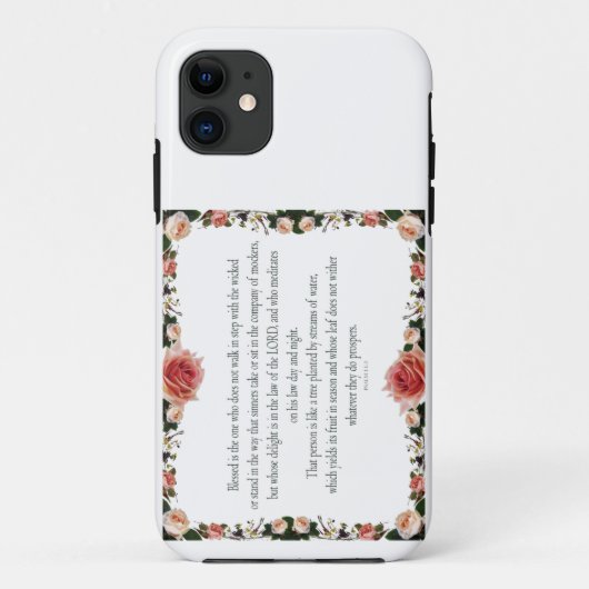 Psalm 1 with Flower Borders Case-Mate iPhone Hülle (Rückseite)