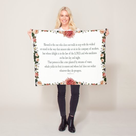 Psalm 1 with Flower Borders Fleecedecke (Beispiel)