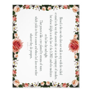 Psalm 1 with Flower Borders Fotodruck