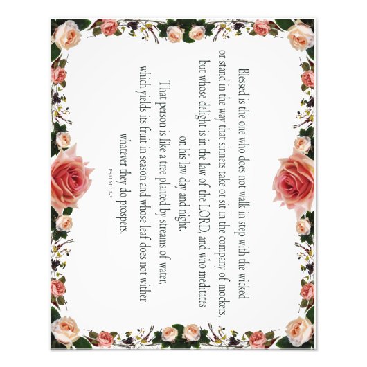 Psalm 1 with Flower Borders Fotodruck (Vorne)