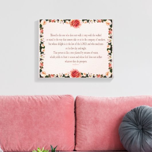 Psalm 1 with Flower Borders Leinwanddruck (Insitu (Wohnzimmer))