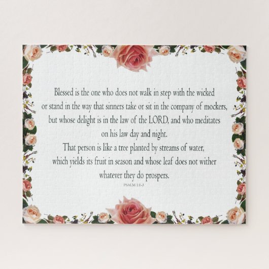 Psalm 1 with Flower Borders Puzzle (Horizontal)