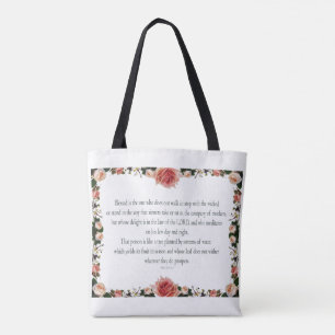 Psalm 1 with Flower Borders Tasche