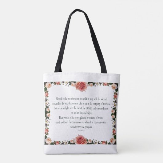 Psalm 1 with Flower Borders Tasche (Rückseite)