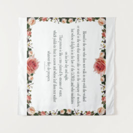 Psalm 1 with Flower Borders Wandteppich