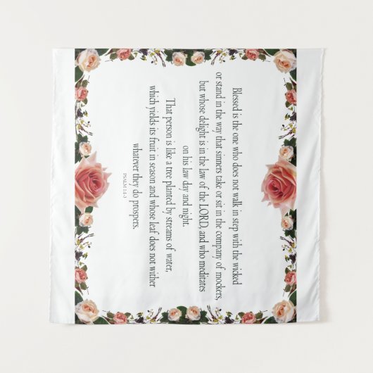 Psalm 1 with Flower Borders Wandteppich (Vorderseite (Horizontal))
