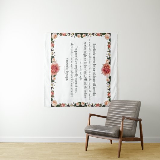 Psalm 1 with Flower Borders Wandteppich (Beispiel (Horizontal))