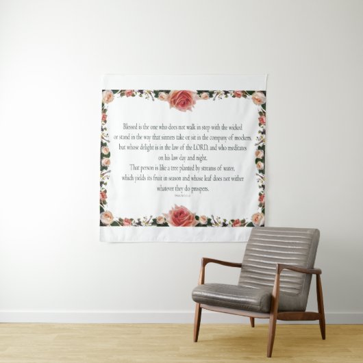 Psalm 1 with Flower Borders Wandteppich (Beispiel)