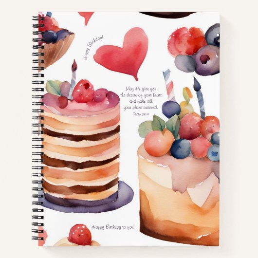 Psalm 20:4 | Birthday Dessert | Mehrfarbigkeit Notizblock (Vorderseite)