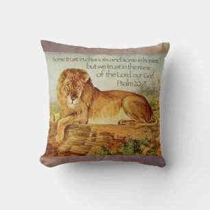 Psalm 20:7 Christian Lion Bibelvers Kissen