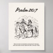 Psalm 20:7 Reiten auf dem Schwarzen und Weißen Rei Poster (Vorne)
