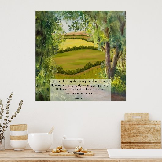 Psalm 23:1-3 poster (Küche)