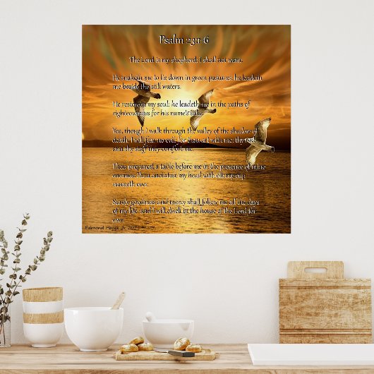 Psalm 23:1-6 Der Herr ist mein Schäfer Poster (Küche)