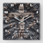 Psalm 23:1 Ausgegrabener Glaube Quadratische Wanduhr (Vorderseite)