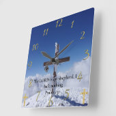 Psalm 23:1 Berghüttenkreuz Quadratische Wanduhr (Winkel)